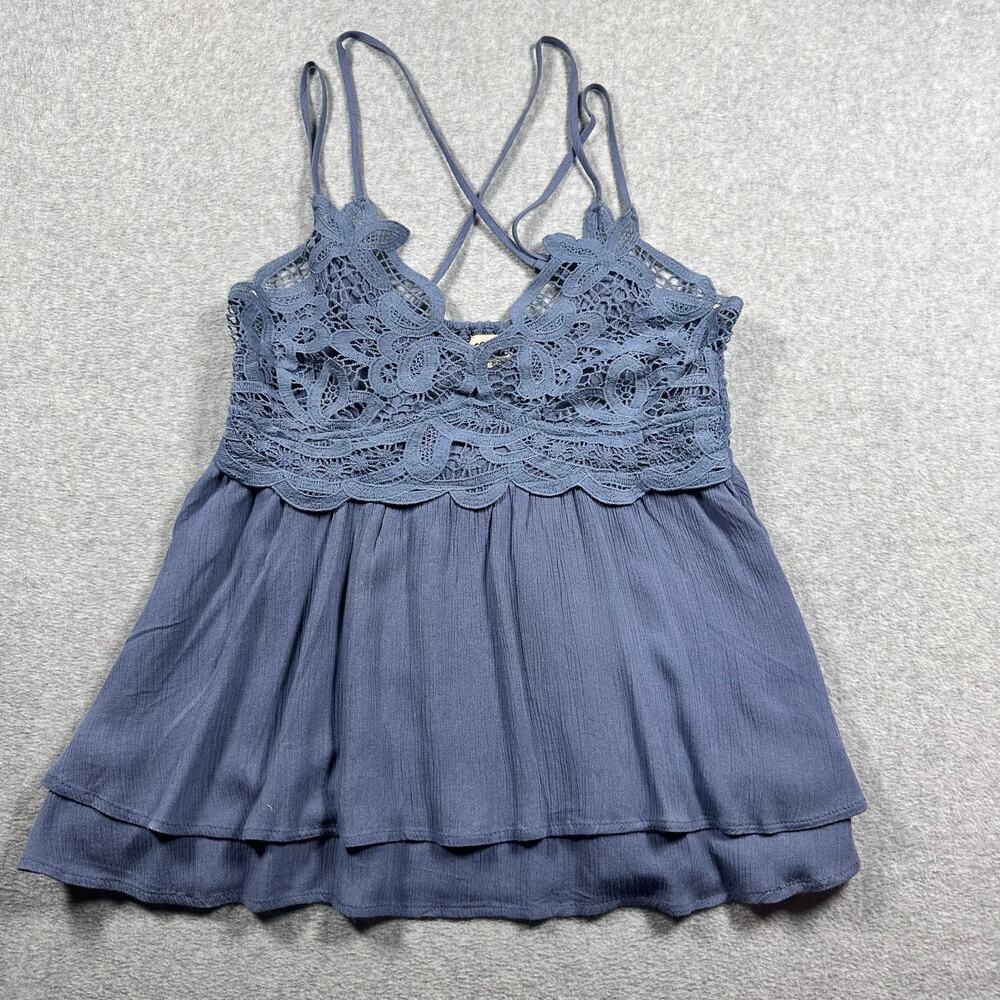Listicle Blue Strappy Babydoll Cami Top Size Large - Picture 2 of 6